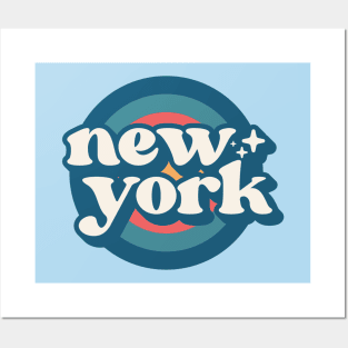 Vintage New York Sunset Seal // Retro City Emblem for New York Posters and Art